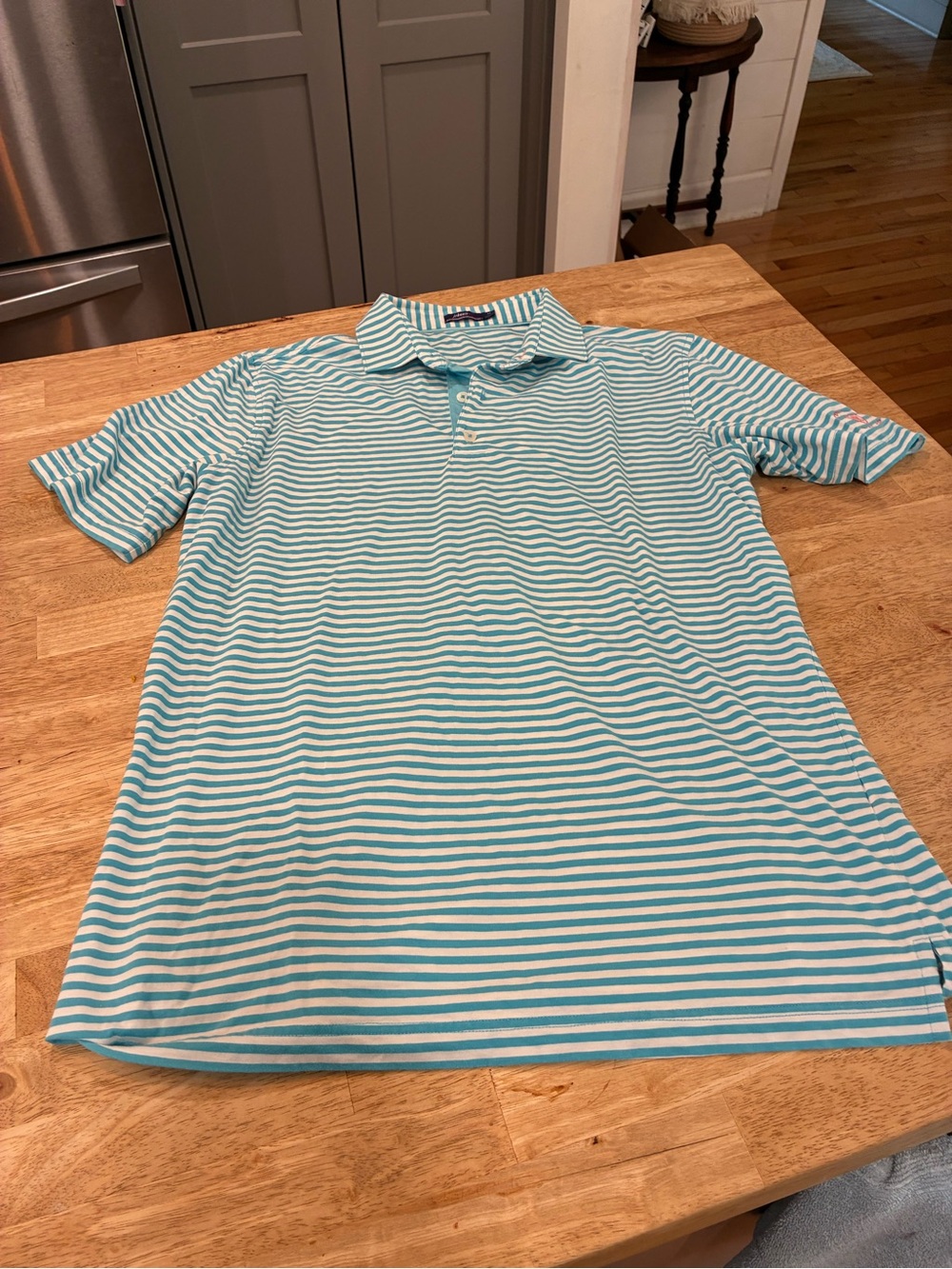 Johnnie O Short Sleeve Polo Shirt Men's Size Medium Blue Striped A90
